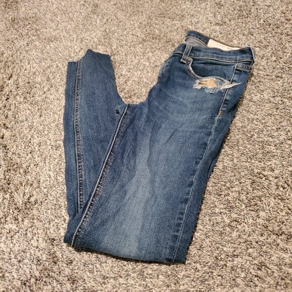 Rag & Bone Skinny Jeans La Paz Dark Blue Distressed Wash 28 - Picture 2 of 6